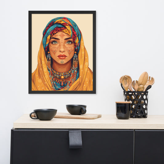 Amazigh Woman Art Framed Poster – Authentic Berber Design for Home & Living