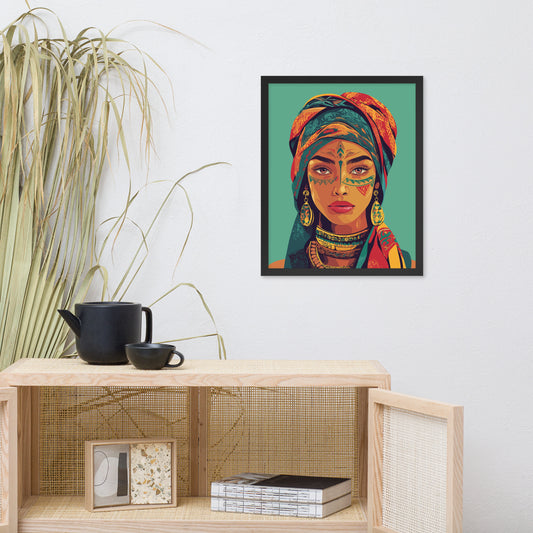 Berber Woman Portrait: Traditional Beauty and Cultural Heritage - Framed poster