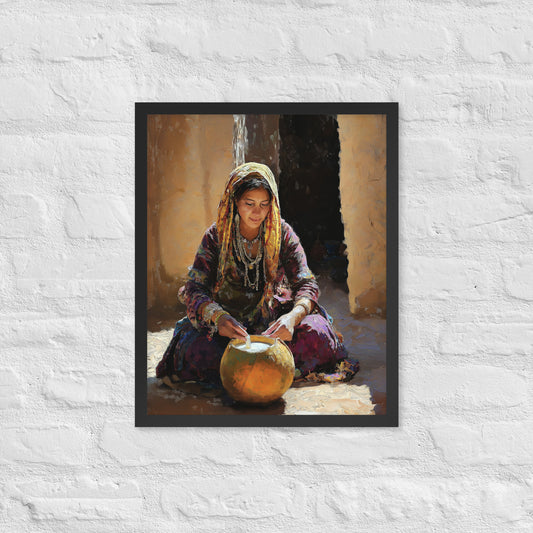 Elegant Berber Woman in Traditional Attire: A Glimpse into Berber Culture - Framed poster