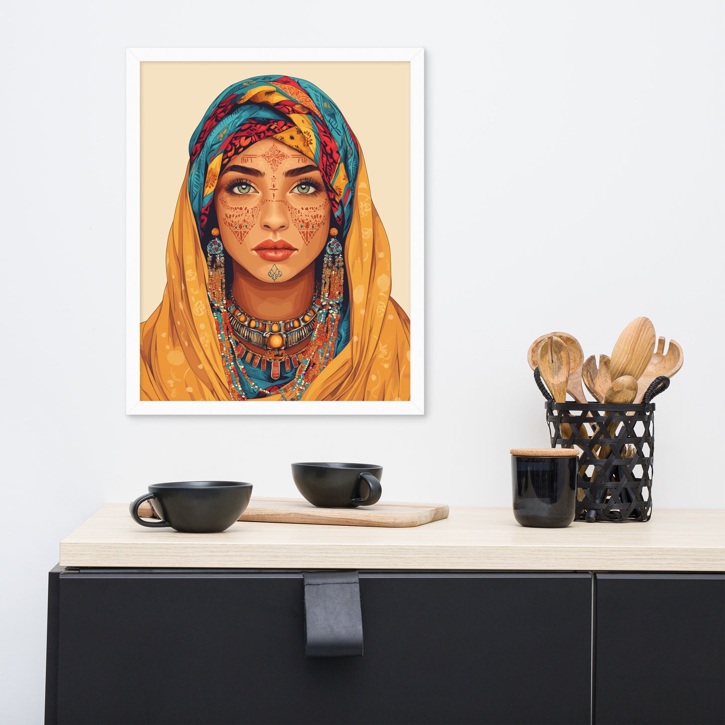 Amazigh Woman Art Framed Poster – Authentic Berber Design for Home & Living