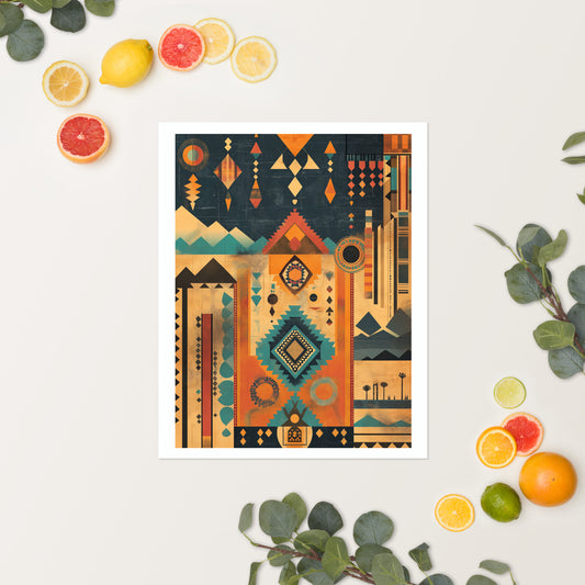 Celebrating Amazigh Heritage: Berber Flag and Jewelry Poster with Geometric Patterns