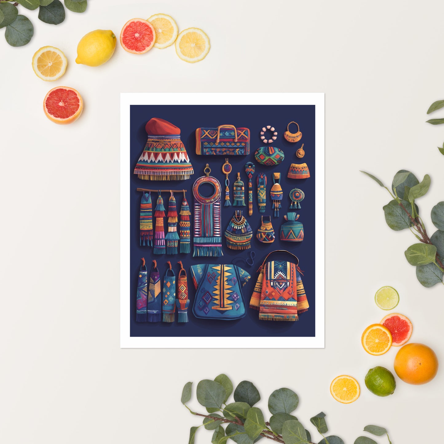 Berber Elegance: A Vibrant Showcase of Traditional Accessories and Patterns - Poster