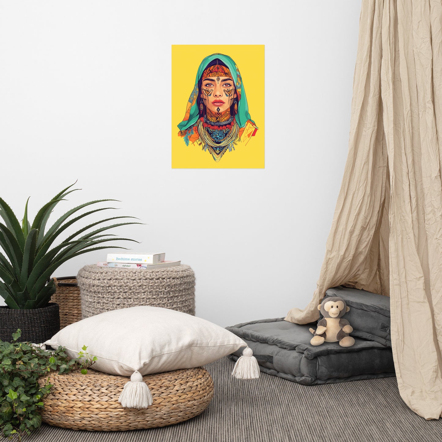 Graceful Amazigh Woman Portrait – Traditional Berber Home & living Poster