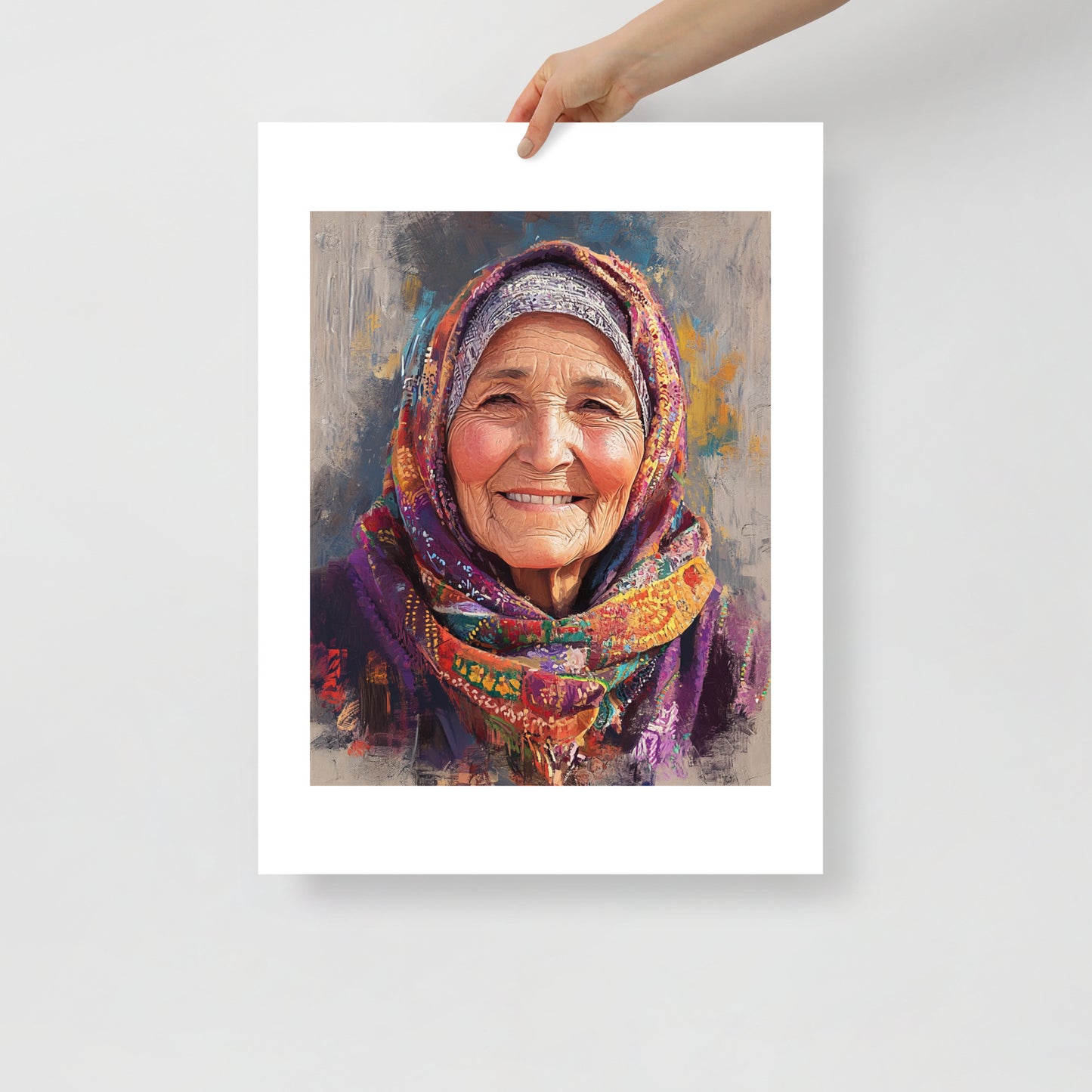 Vibrant Berber Woman Portrait Poster – Amazigh Art for Cultural Decor