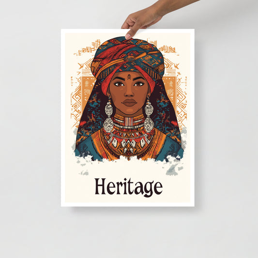 Radiant Berber Woman Portrait Poster – Amazigh Art and Tradition