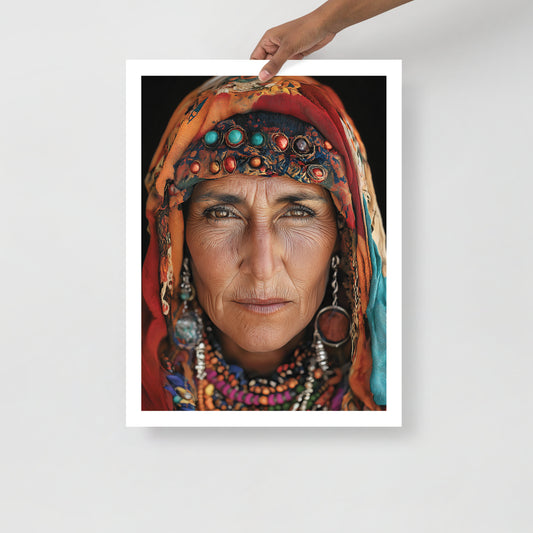 Stunning Berber Woman Portrait Poster – Amazigh Art and Tradition