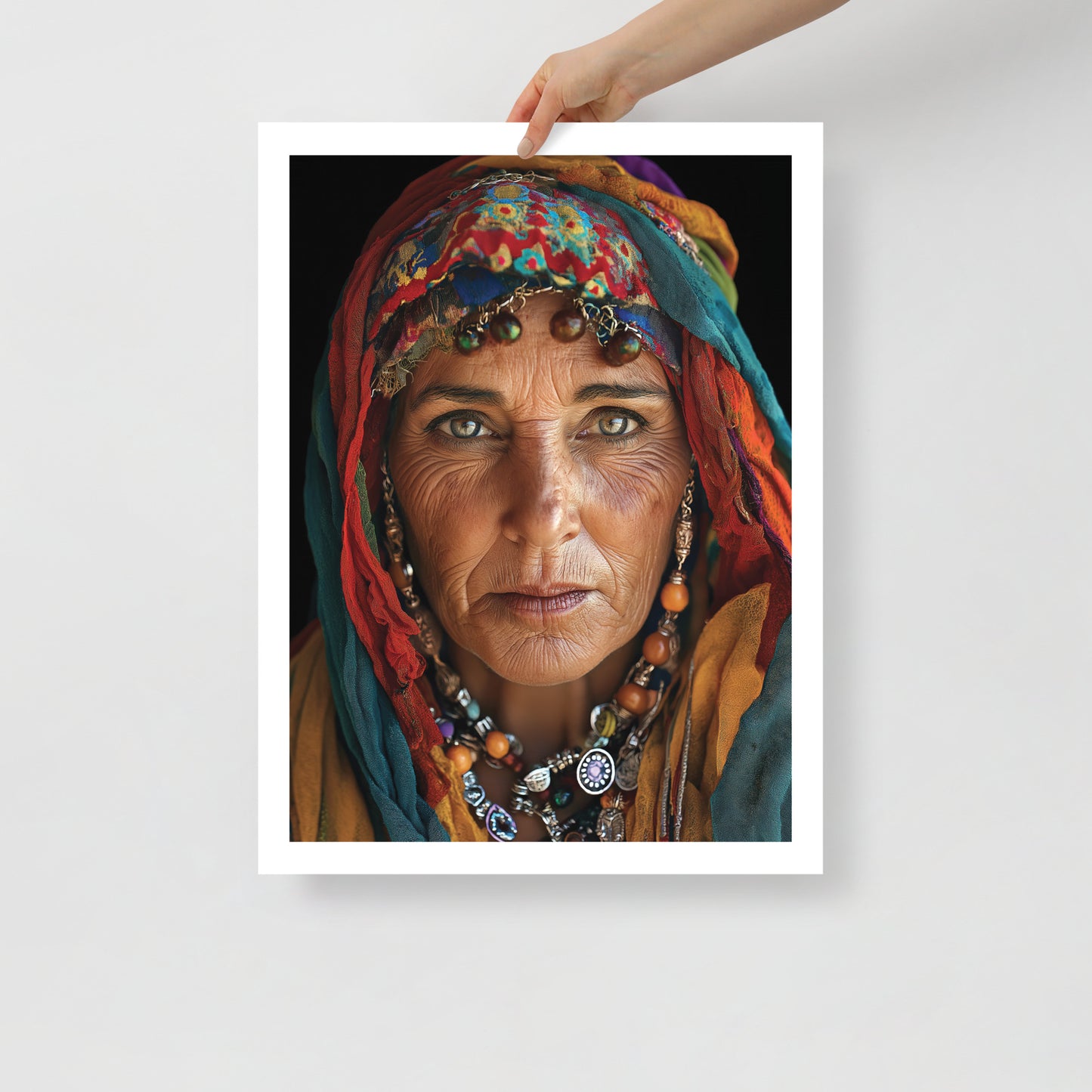 Intricate Berber Woman Portrait Poster – Amazigh Culture and Symbols