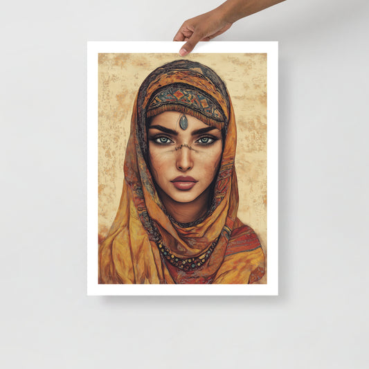 Bold Amazigh Woman Portrait Poster – Berber Culture in Art