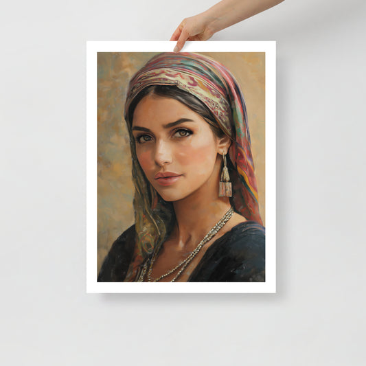 Captivating Amazigh Woman Poster – Berber Symbols and Heritage