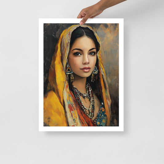 Radiant Berber Woman Portrait Poster – Amazigh Symbols and Tradition