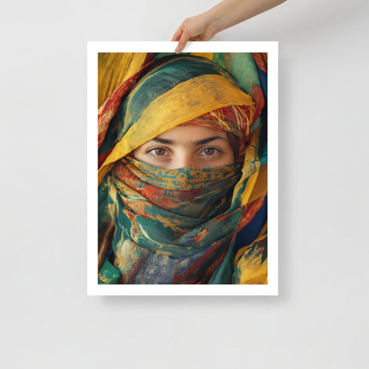 Striking Touareg Woman Portrait Poster – Kabyle Culture and Berber Jewelry