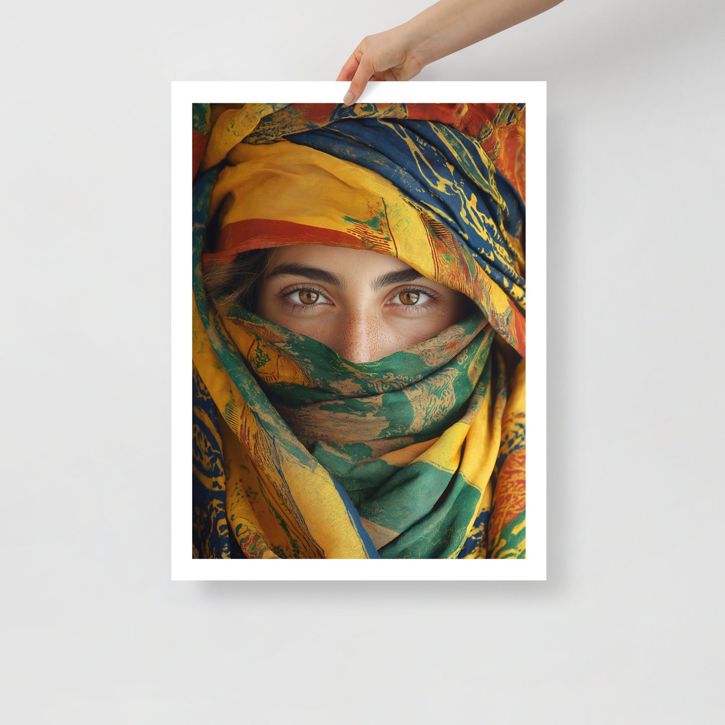 Cultural Touareg Woman Portrait Poster – Berber Jewelry and Kabyle Symbols