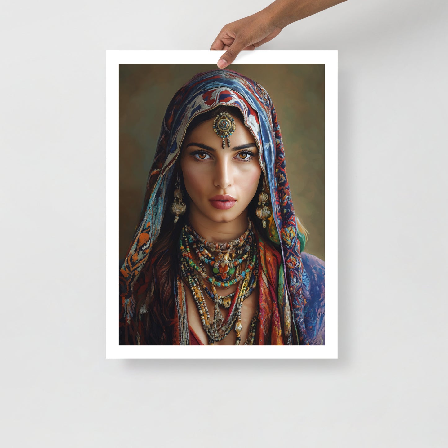 Timeless Touareg Woman Portrait Poster – Berber Jewelry and Kabyle Art