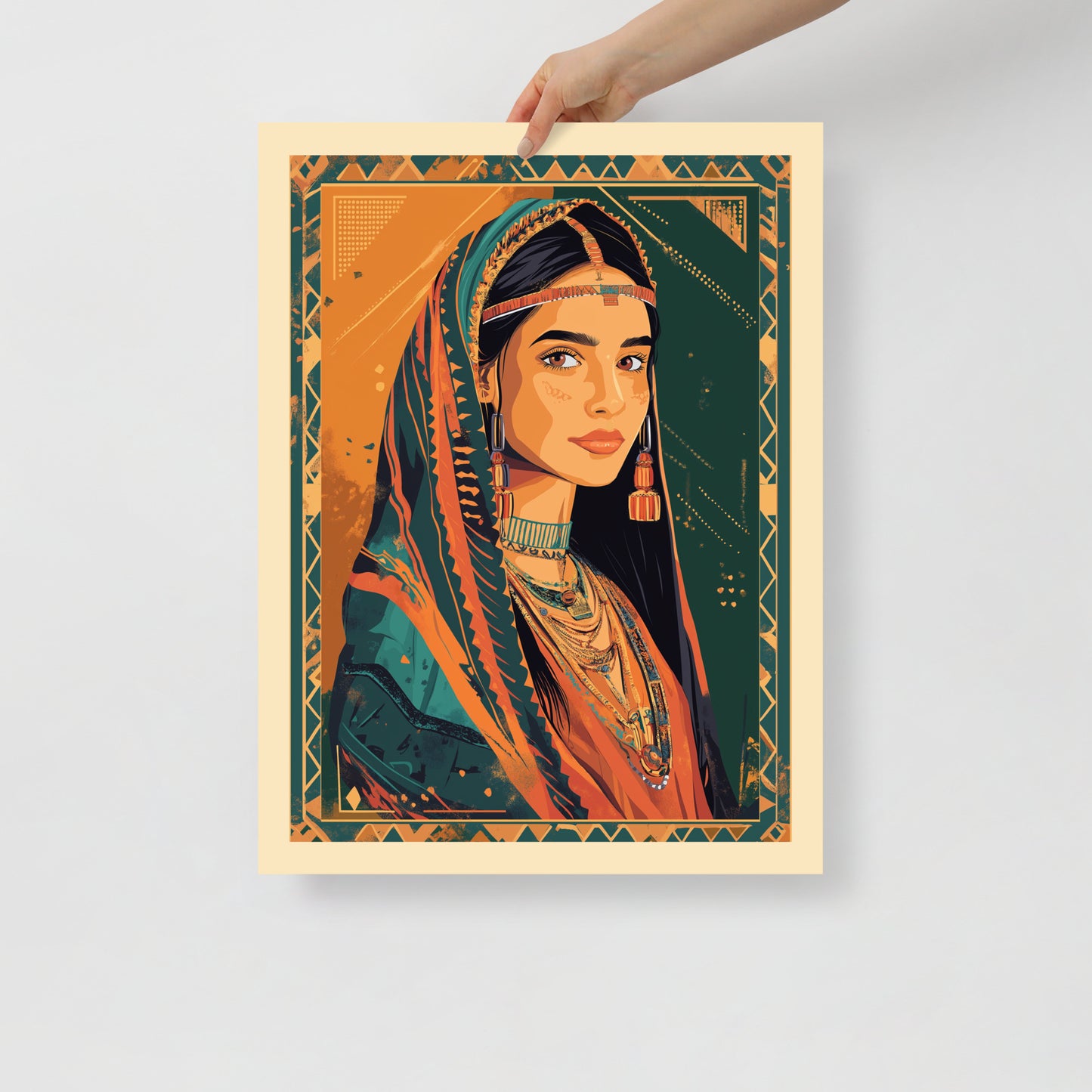 Exquisite Berber Woman Portrait Poster – Kabyle and Touareg Jewelry Art