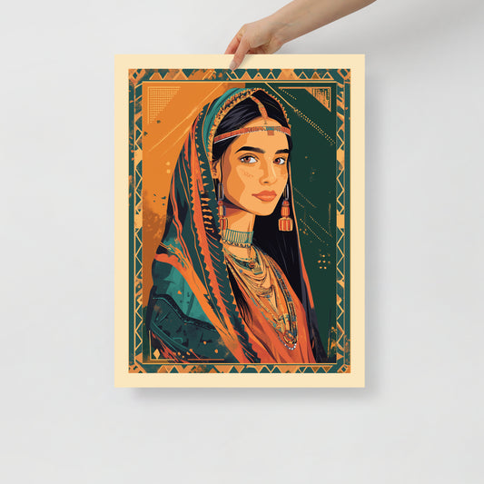 Exquisite Berber Woman Portrait Poster – Kabyle and Touareg Jewelry Art