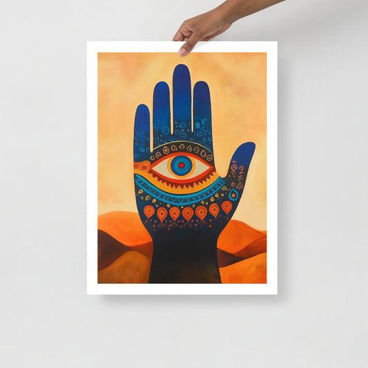 Intricate Hand of Fatma Poster – Amazigh Symbols and Cultural Art