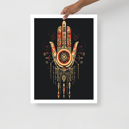 Elegant Hand of Fatma Poster – Amazigh Symbols and Berber Art