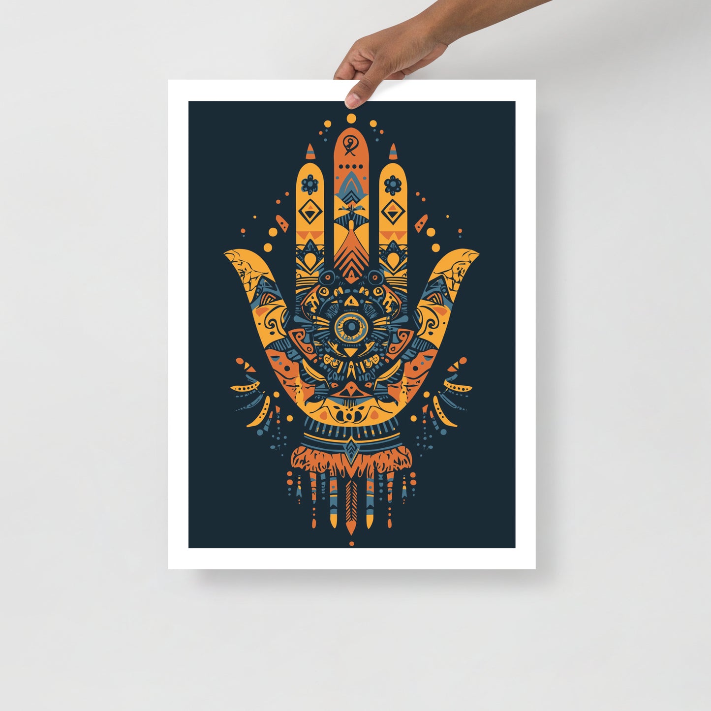 Majestic Hand of Fatma Poster – Amazigh Symbols and Spiritual Protection