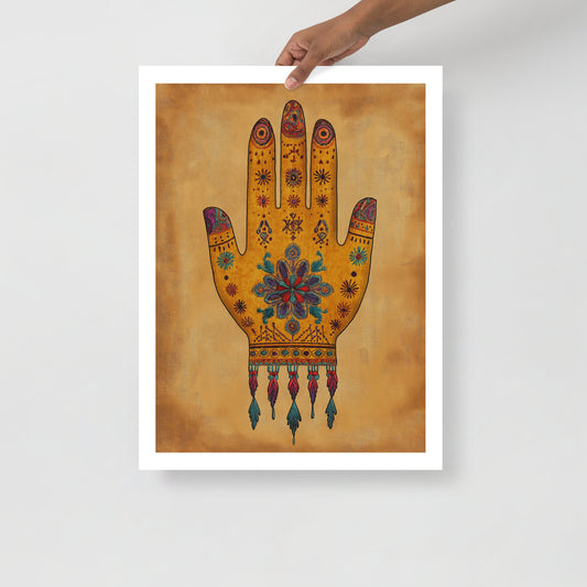 Artistic Hand of Fatma Poster – Berber Symbols and Spiritual Meaning