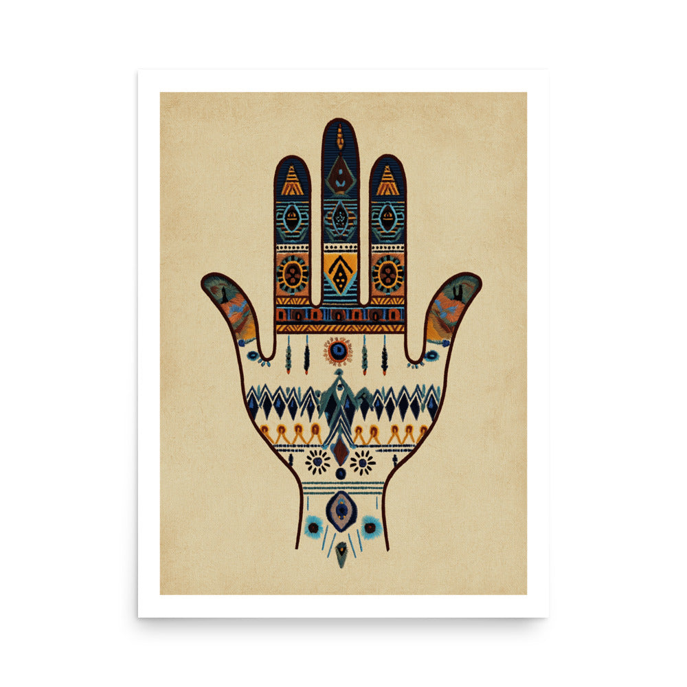 Artistic Hand of Fatma Poster – Berber Symbols and Spiritual Meaning