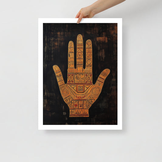 Traditional Hand of Fatma Poster – Berber Art and Spiritual Protection