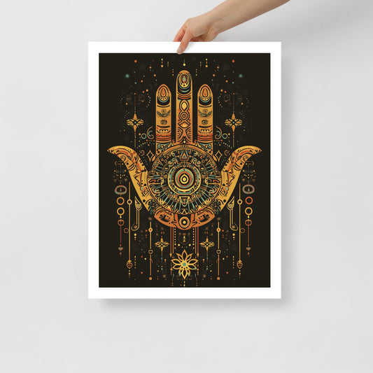 Traditional Hand of Fatma Poster – Berber Art and Spiritual Protection