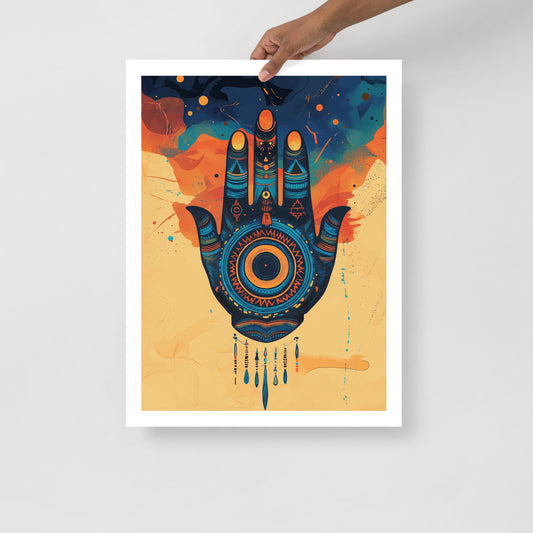 Hand of Fatma Poster – Amazigh Symbols and Protective Berber Art