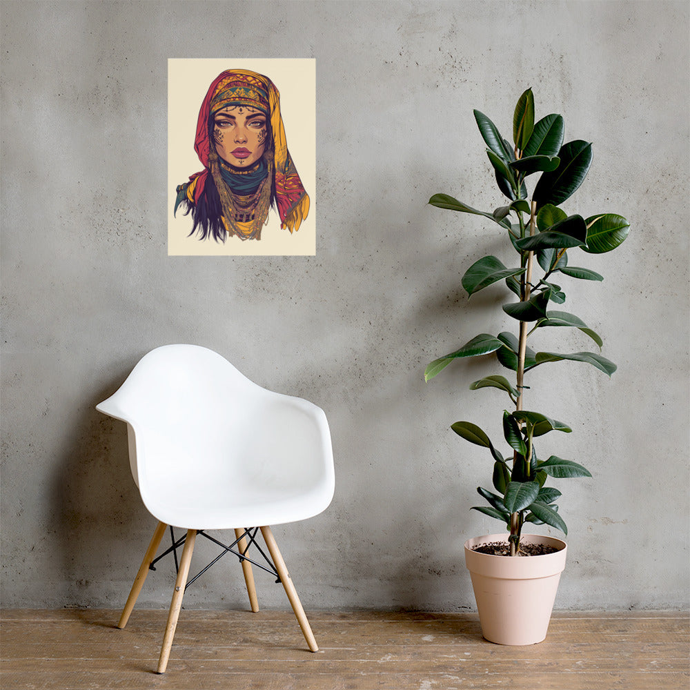 Elegant Amazigh Woman Art Print – Tribute to Berber Beauty and Tradition Home & living Poster