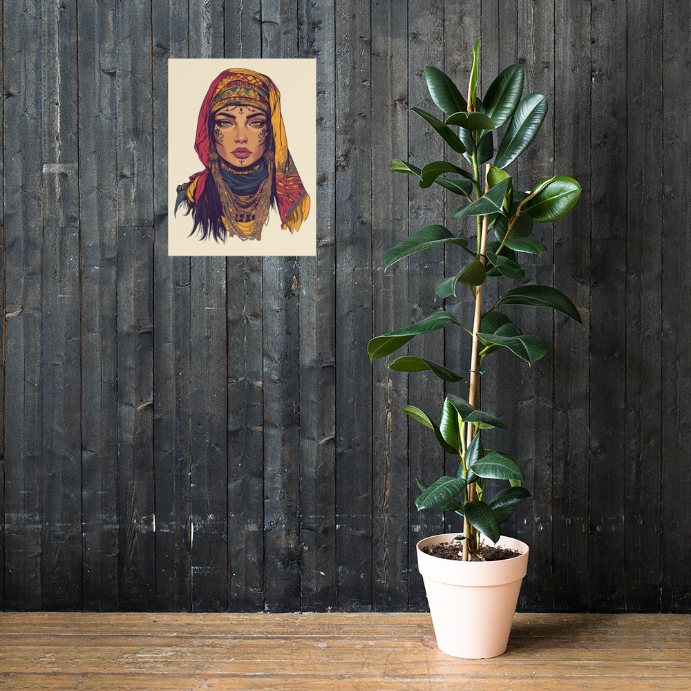 Elegant Amazigh Woman Art Print – Tribute to Berber Beauty and Tradition Home & living Poster