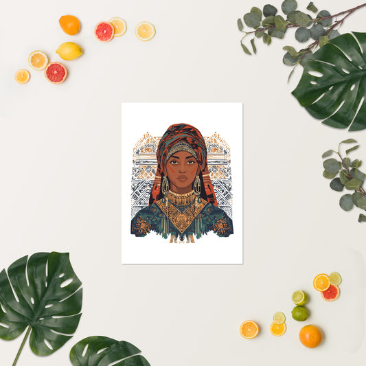 Timeless Amazigh Woman Portrait Poster – Berber Art for Cultural Homes