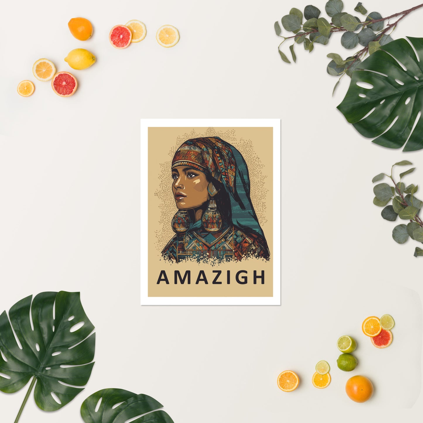 Majestic Amazigh Woman Portrait Poster – Berber Culture in Art