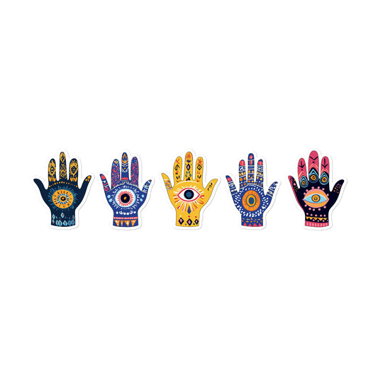 Five Hands of Fatima Sticker – Amazigh Art and Berber Jewelry Motifs