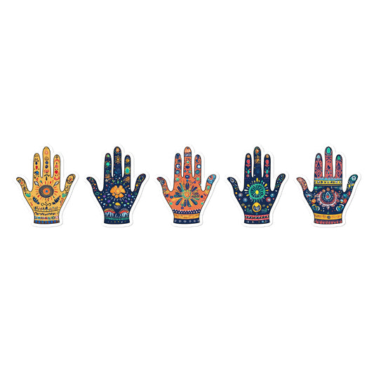 Five Hands of Fatima Sticker – Amazigh Symbols and Berber Tribal Patterns