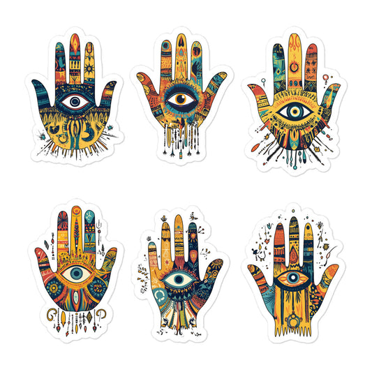 Sticker Six Mains de Fatima – Protection spirituelle et art tribal amazigh