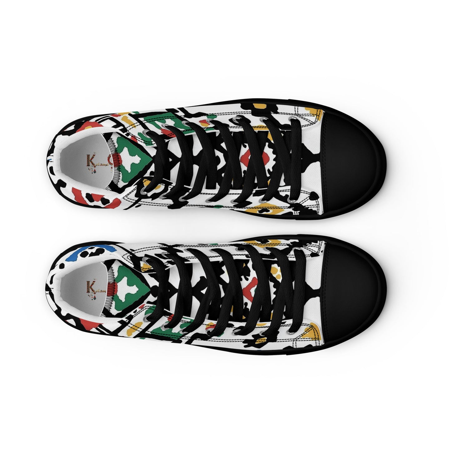 Men’s High Top Canvas Shoes – Berber Symbols and Traditional Amazigh Patterns