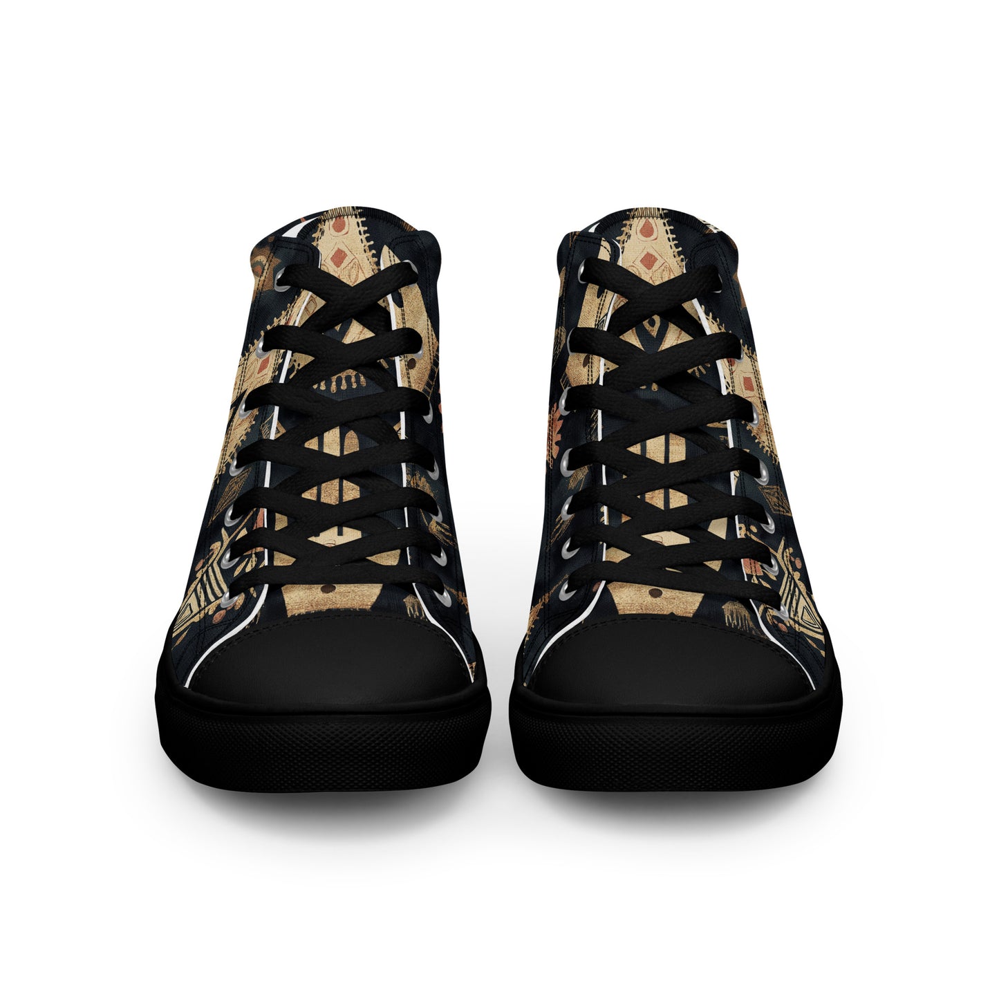 Men’s High Top Canvas Shoes – Berber Symbols and Amazigh Tribal Patterns