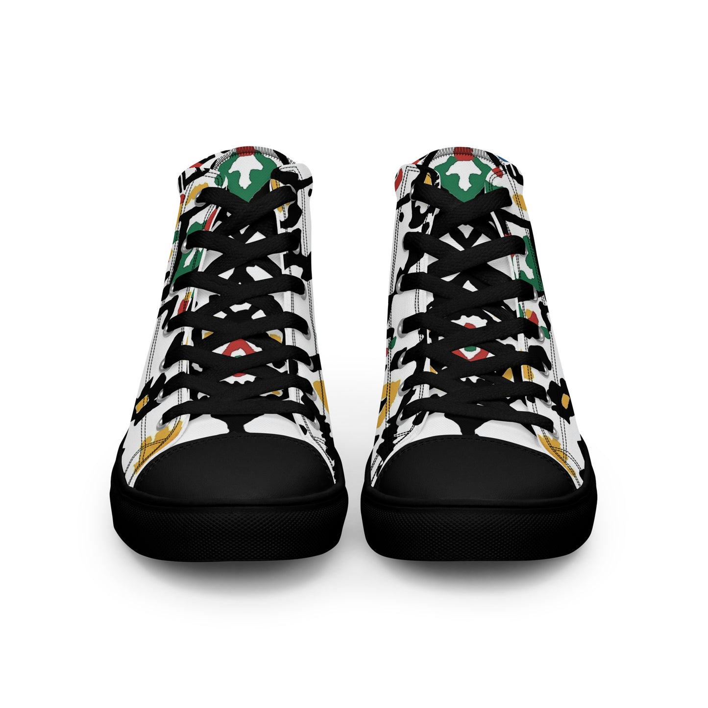 Men’s High Top Canvas Shoes – Berber Symbols and Traditional Amazigh Patterns