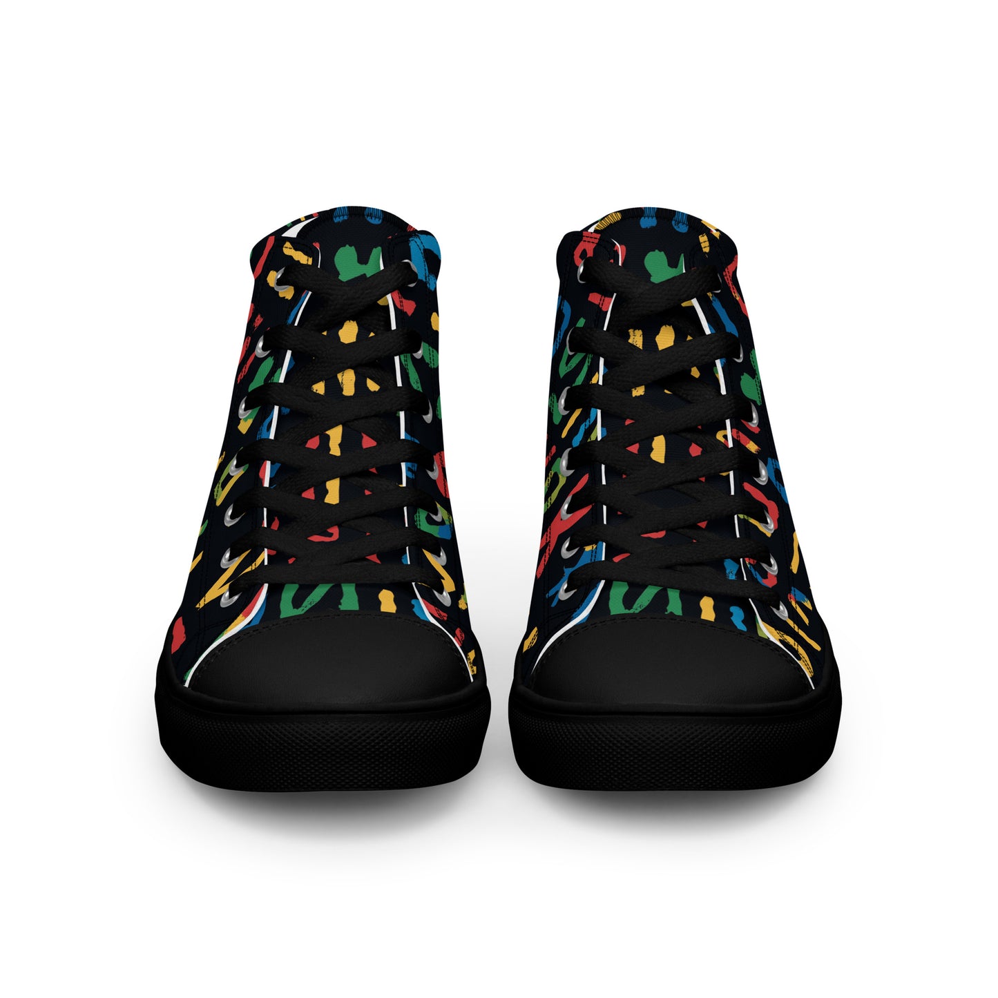 Men’s High Top Canvas Shoes – Bold Berber Symbols and Amazigh Heritage