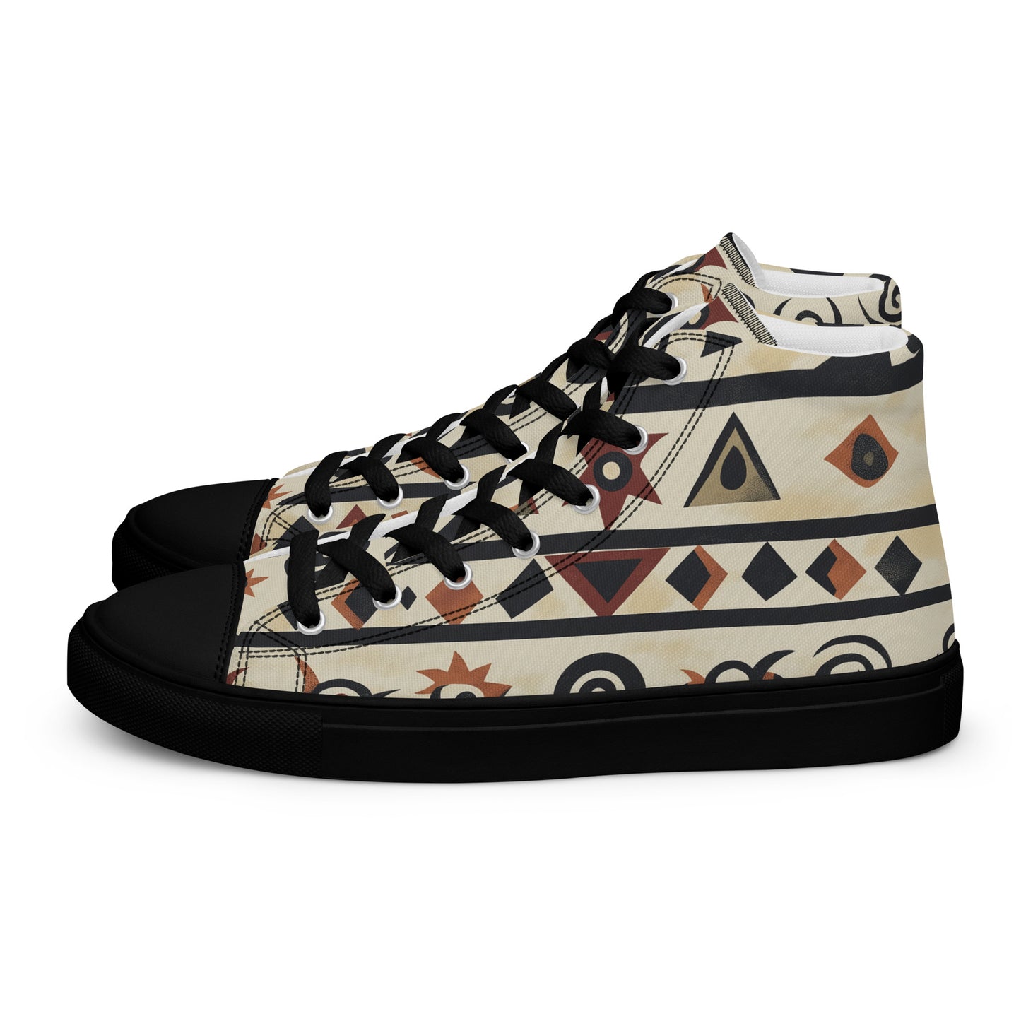 Men’s High Top Canvas Shoes – Berber Symbols and Amazigh Tribal Designs