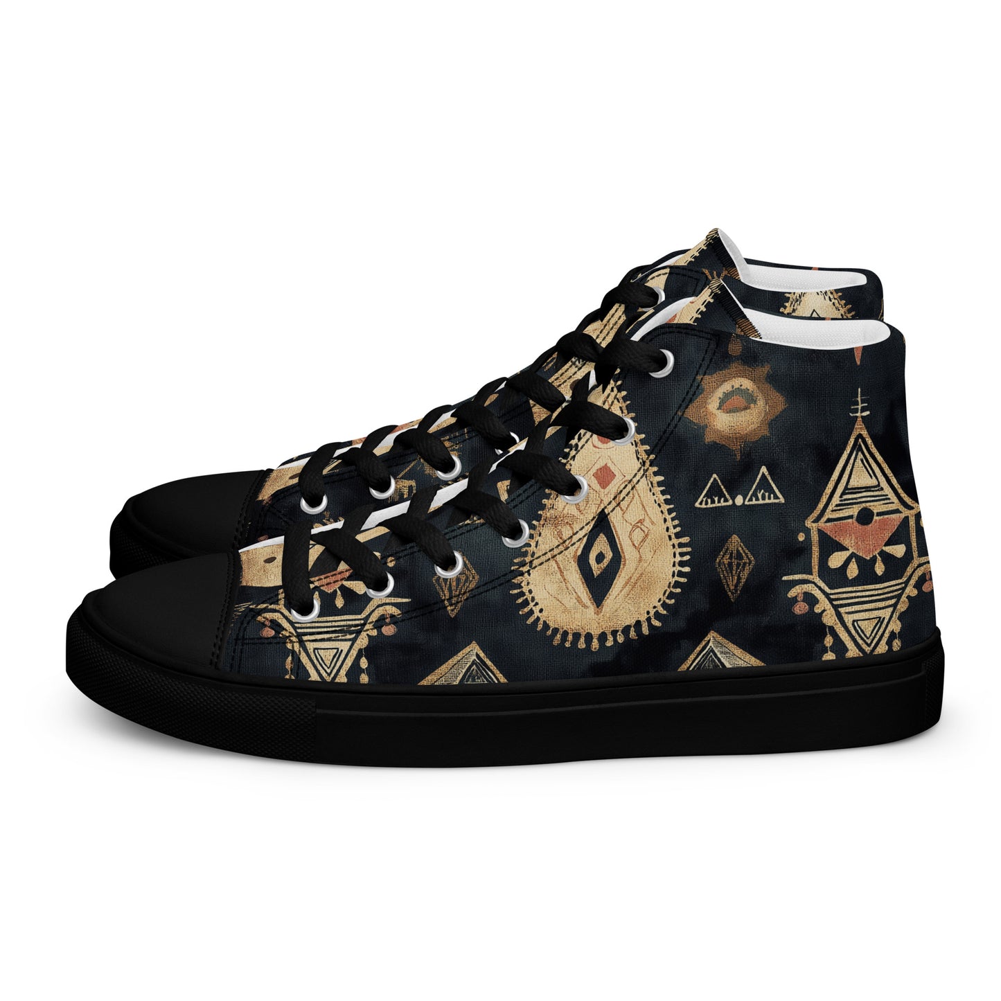 Men’s High Top Canvas Shoes – Berber Symbols and Amazigh Tribal Patterns