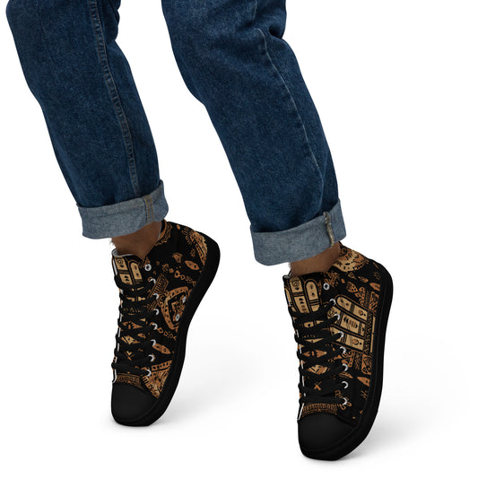 Men’s High Top Canvas Shoes – Amazigh Symbols and Berber Tribal Patterns