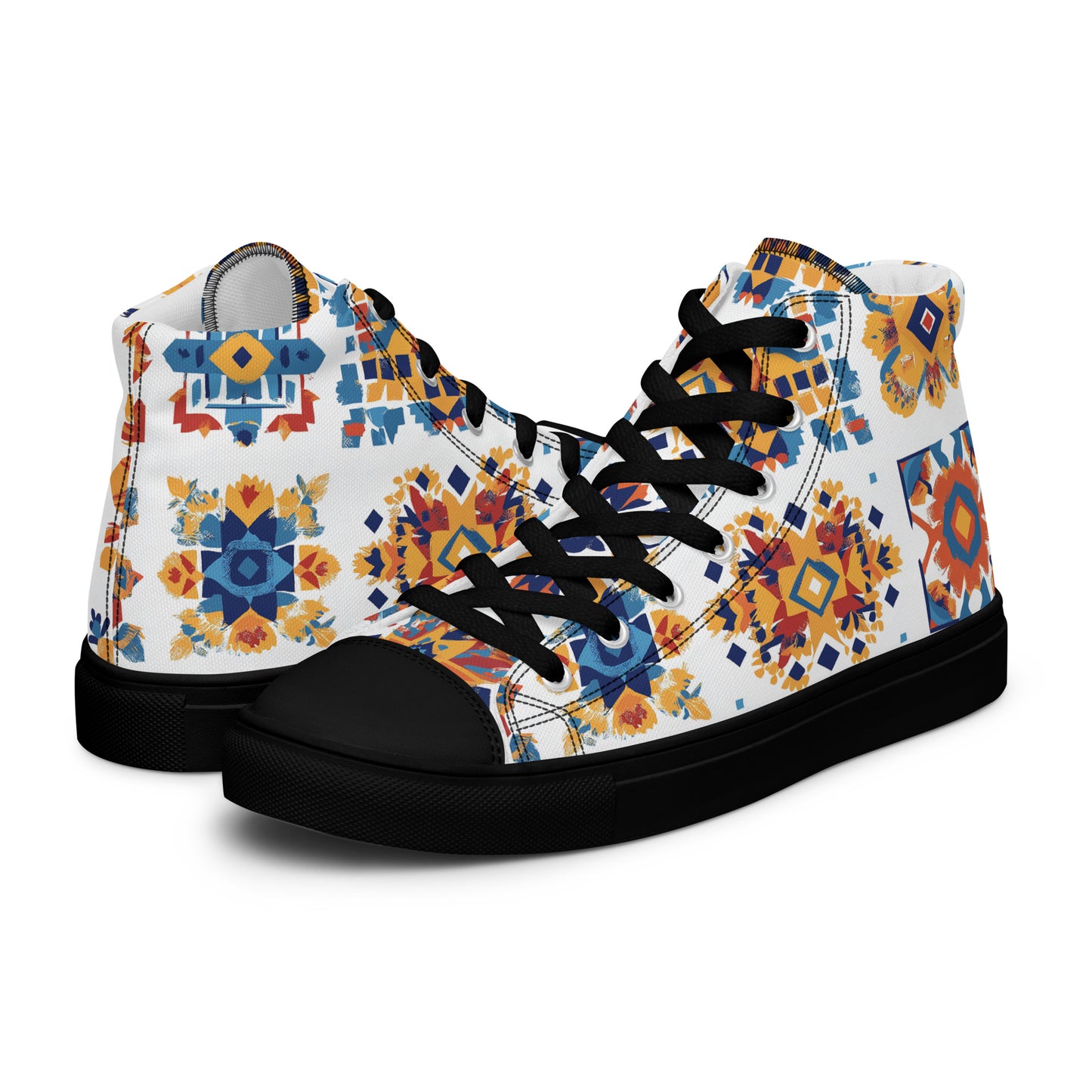 Men’s High Top Canvas Shoes – Berber Tribal Motifs and Amazigh Heritage