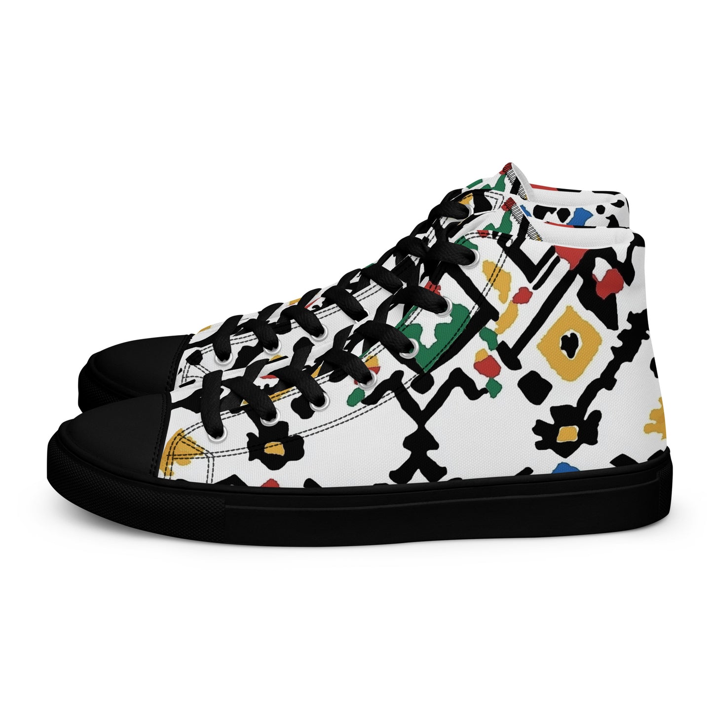 Men’s High Top Canvas Shoes – Berber Symbols and Traditional Amazigh Patterns