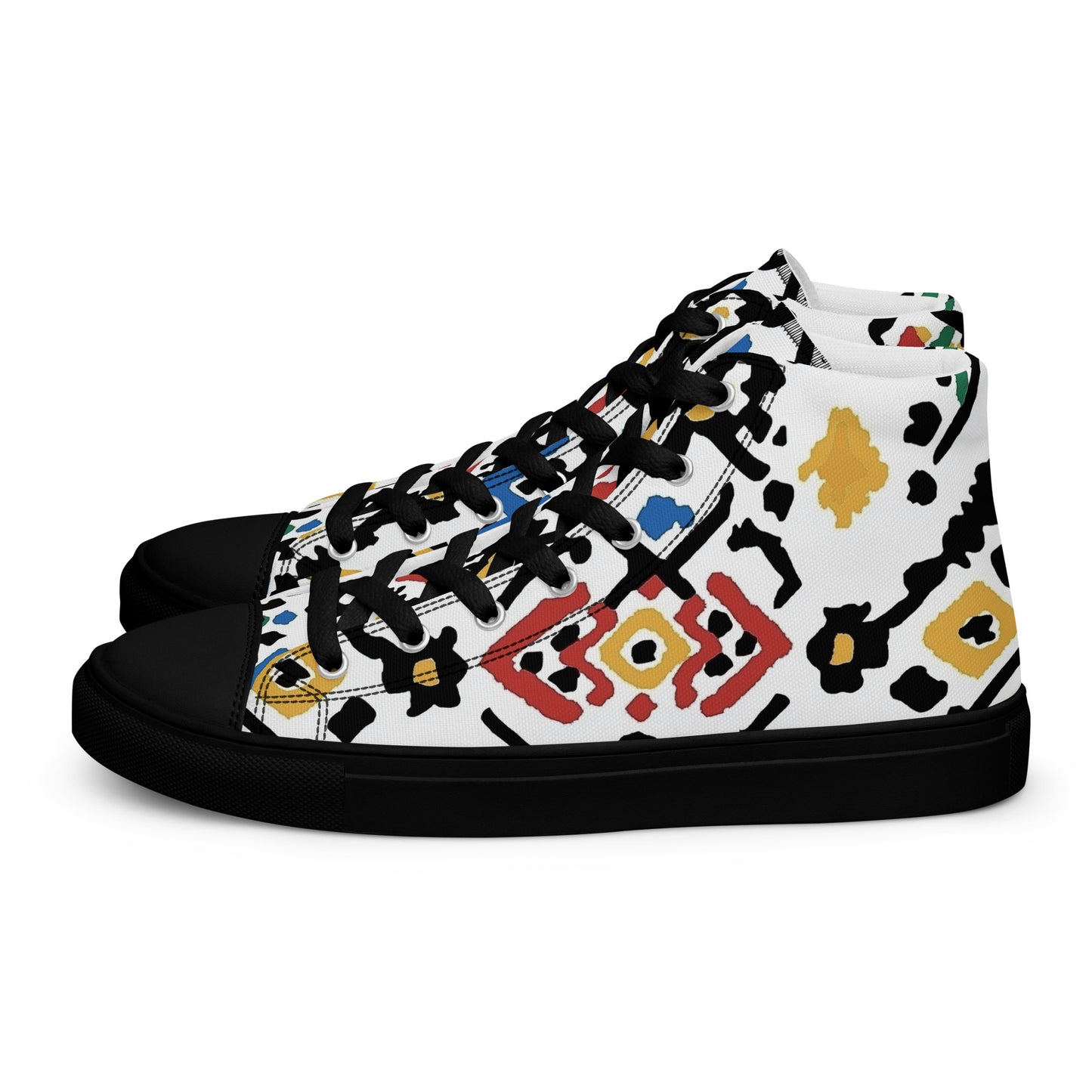 Men’s High Top Canvas Shoes – Amazigh Tribal Motifs and Berber Symbols