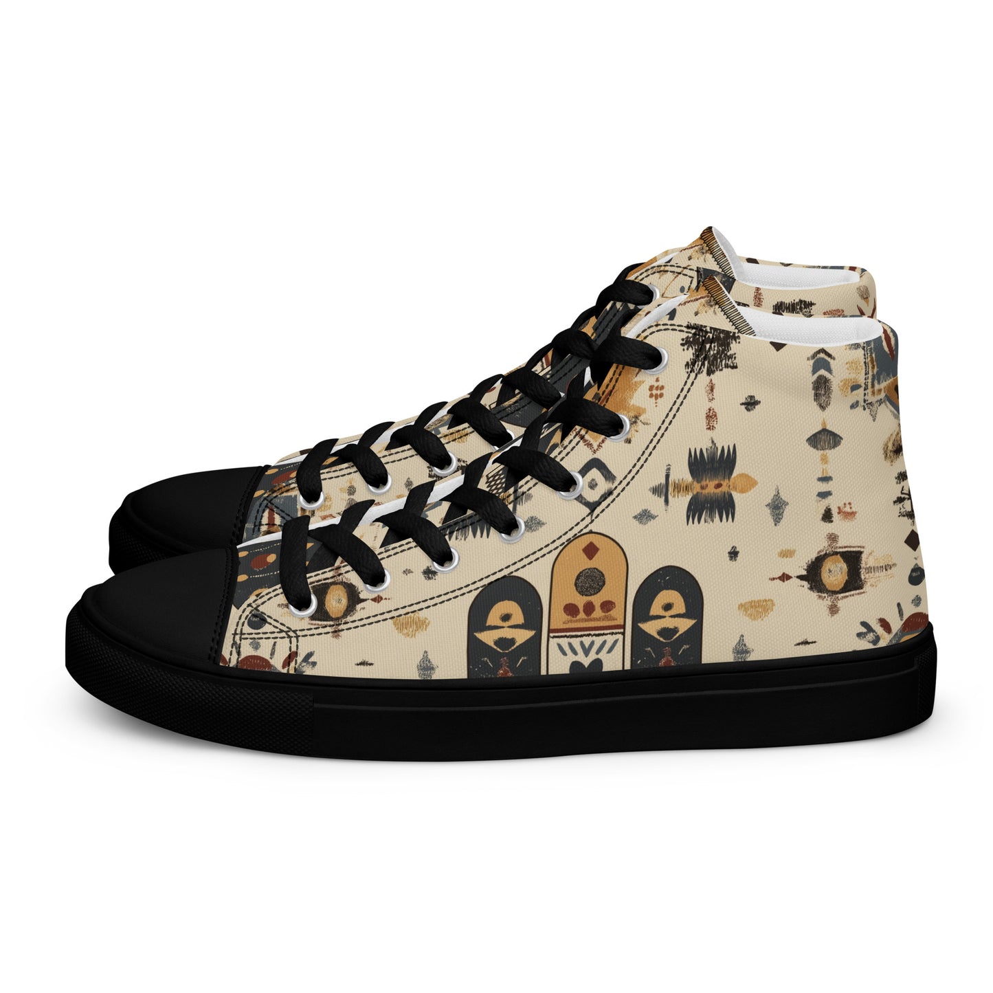 Men’s High Top Canvas Shoes – Berber Symbols and Authentic Amazigh Art