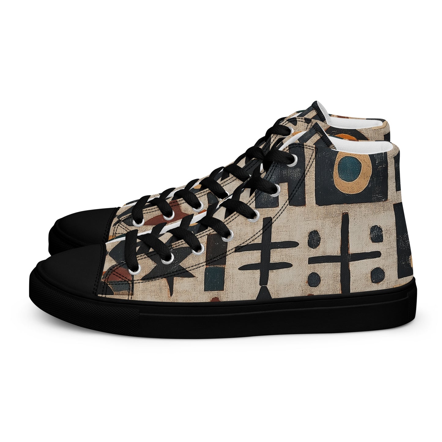 Men’s High Top Canvas Shoes – Amazigh Tribal Symbols and Berber Heritage