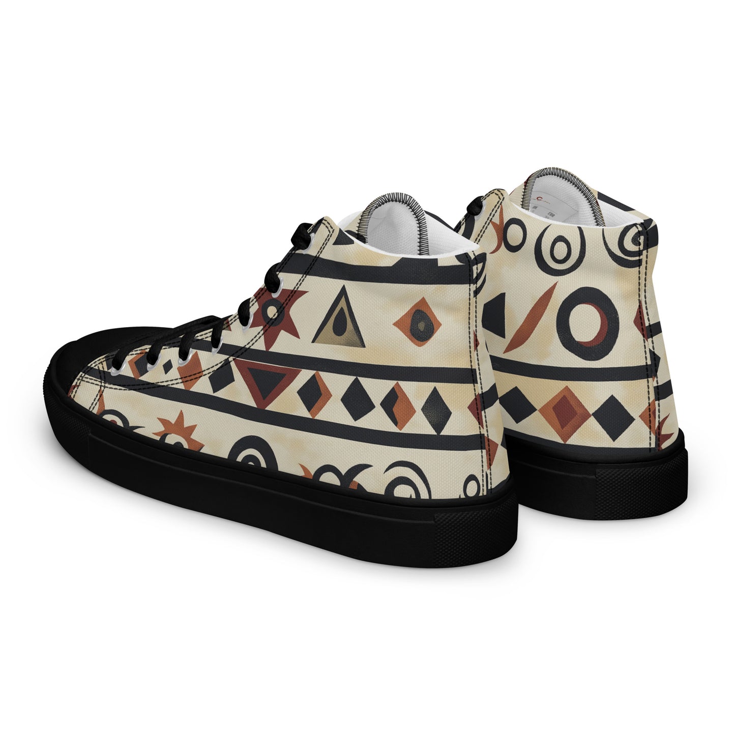 Men’s High Top Canvas Shoes – Berber Symbols and Amazigh Tribal Designs