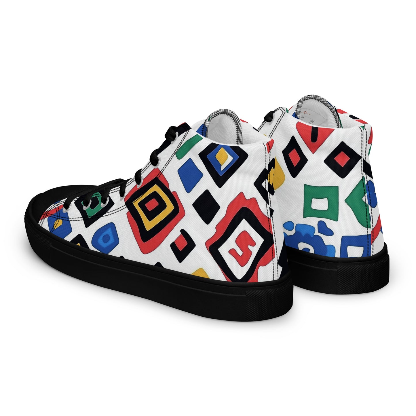 Men’s High Top Canvas Shoes – Bold Berber Symbols and Amazigh Tribal Art