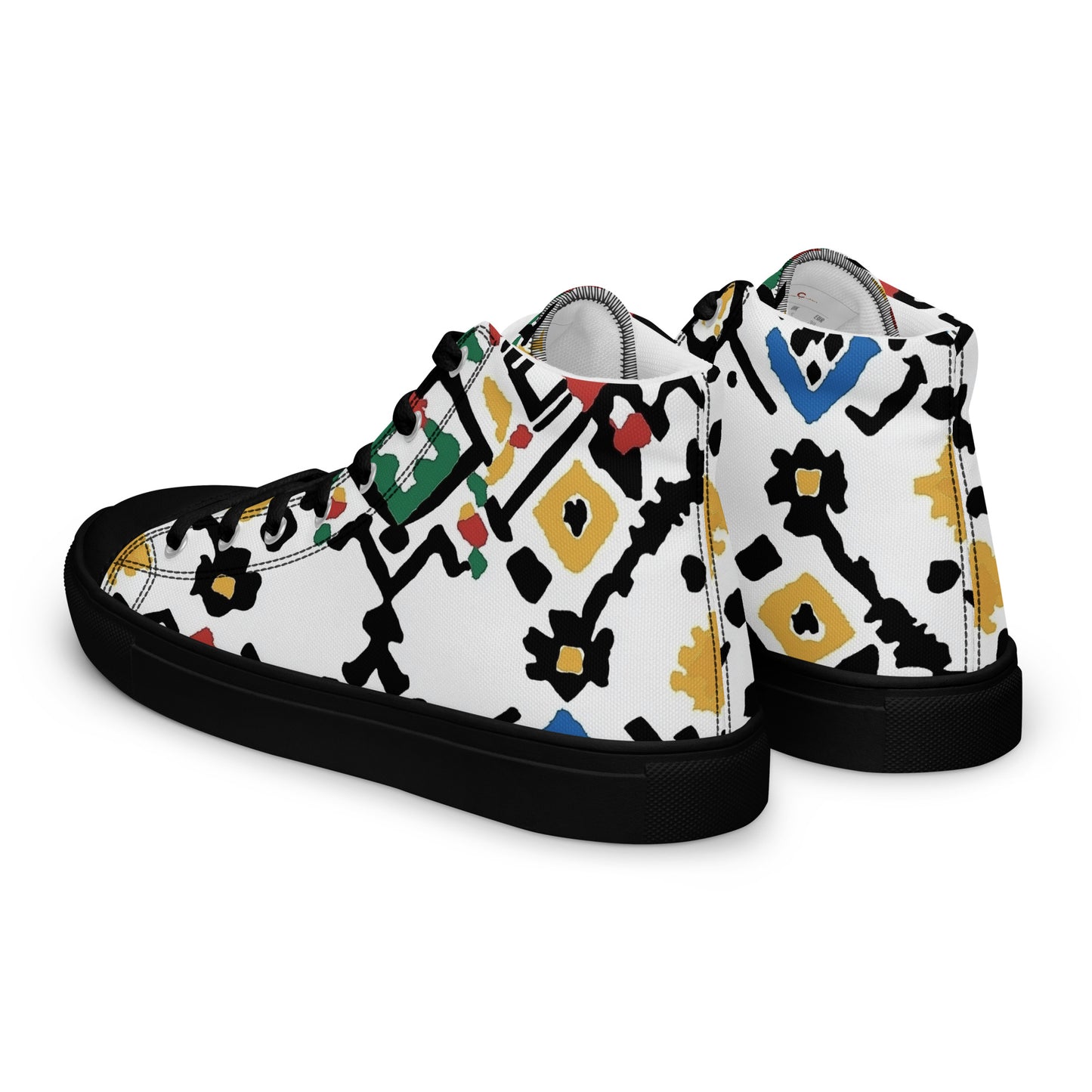 Men’s High Top Canvas Shoes – Berber Symbols and Traditional Amazigh Patterns