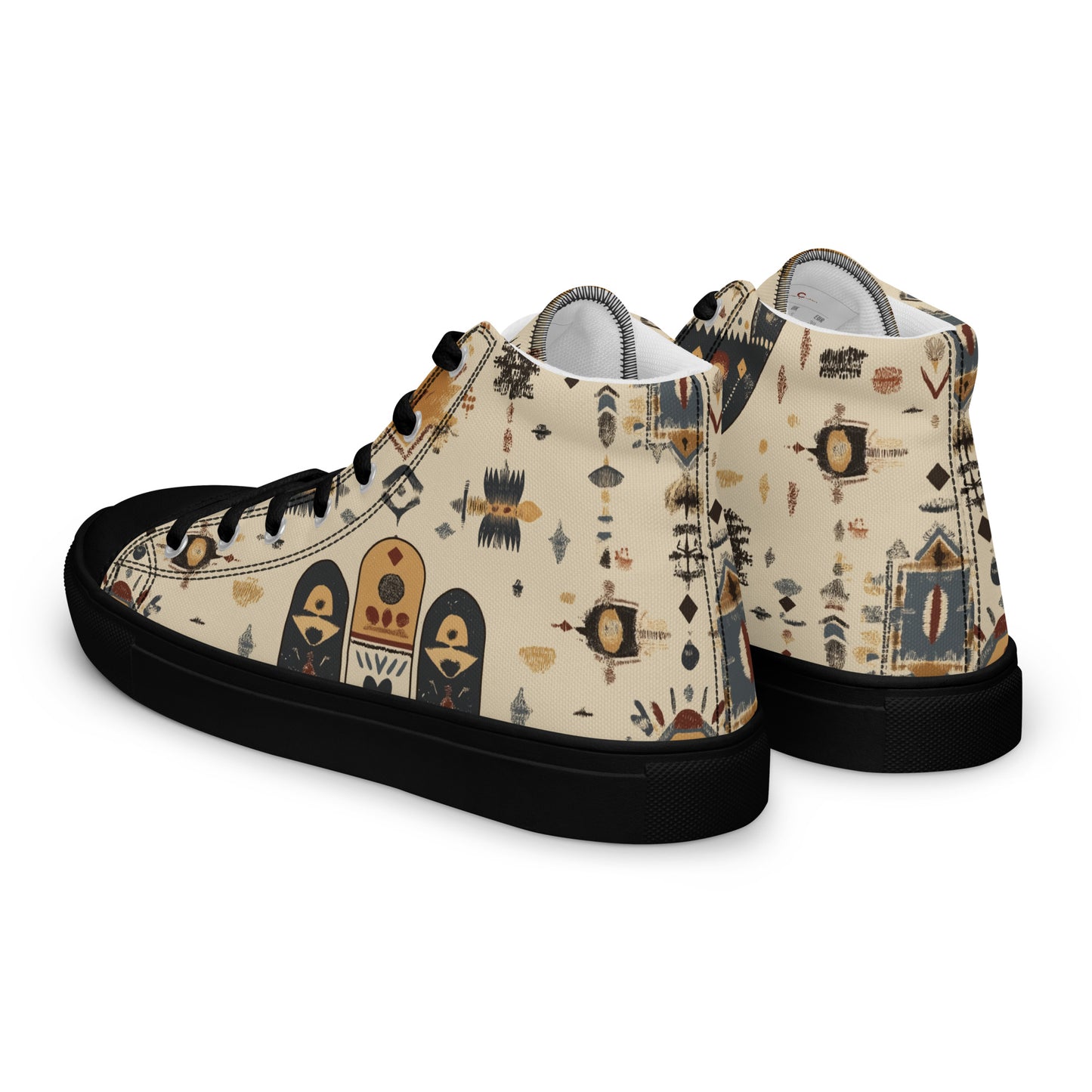 Men’s High Top Canvas Shoes – Berber Symbols and Authentic Amazigh Art